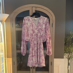 Floral Pink and White Dress. XS